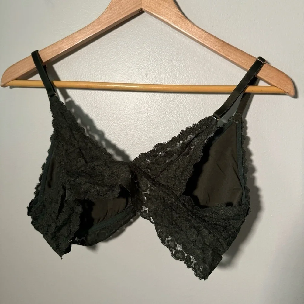 Aerie dark green lace trimmed bralette  M - Picture 2 of 5